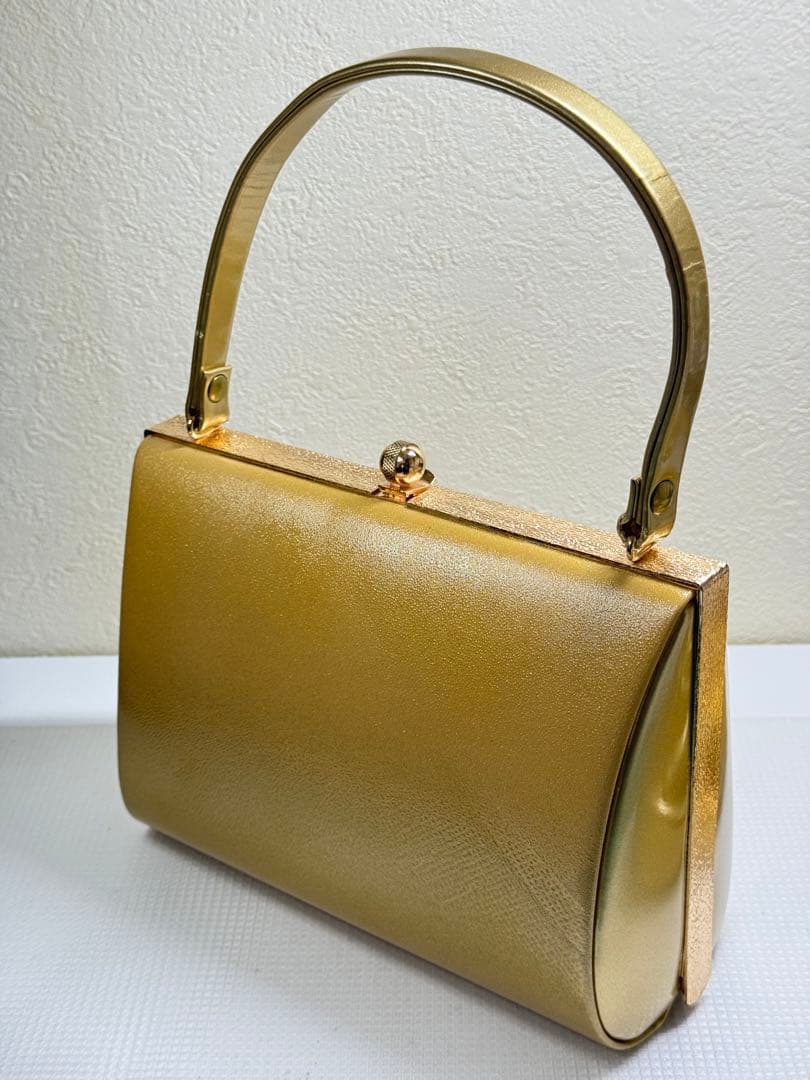 【極美品】和装草履バックセット　エナメル本革　24cmゴールド　結婚式　成人式