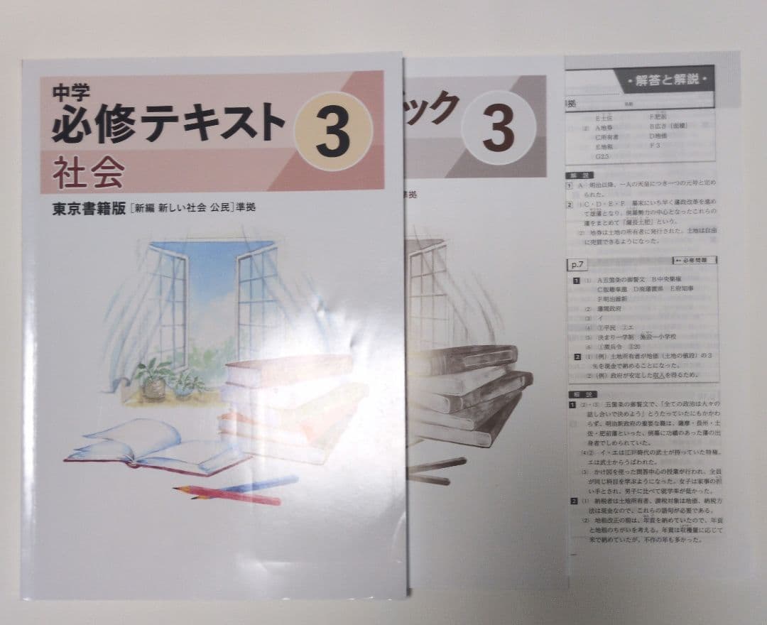 定期テスト対策　新ワーク　iワーク　中学必修テキスト　中3　地理　歴史　公民