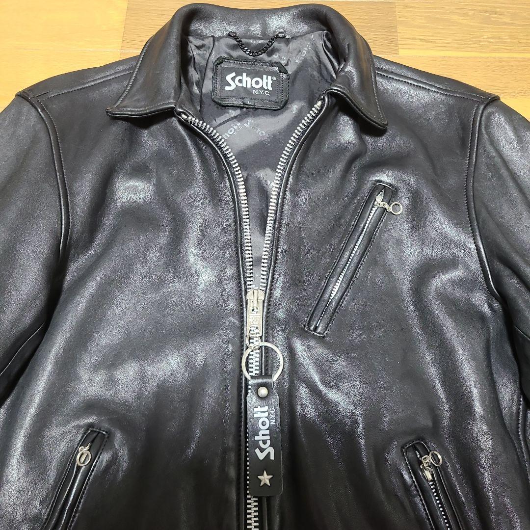 Schott 黒 レザーライダースジャケットフリークスストア別注