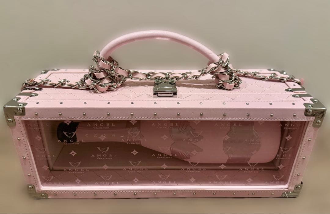 エンジェルシャンパン ドゥミセックロゼ ピンク レザータイプ 空瓶 ケース