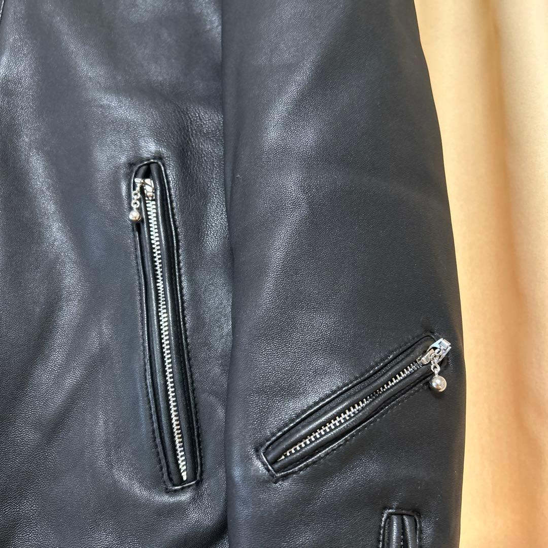 極美品 Mナノユニバース 羊革 ライダース ジャケット 黒