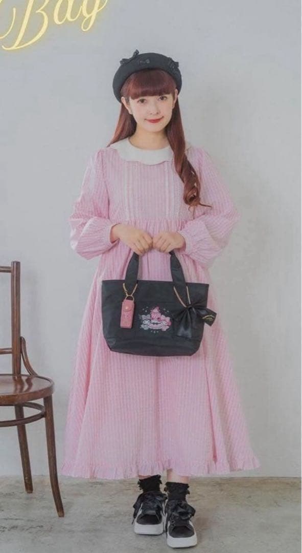 青木美沙子　しまむら　マロンクリーム　ワンピース　ピンク　ロリータ　サンリオ