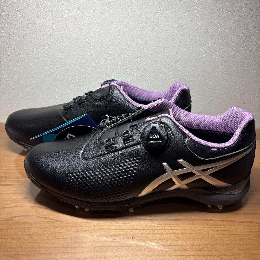 【新品】asics ゴルフシューズ　ボア　ブラック　25.5