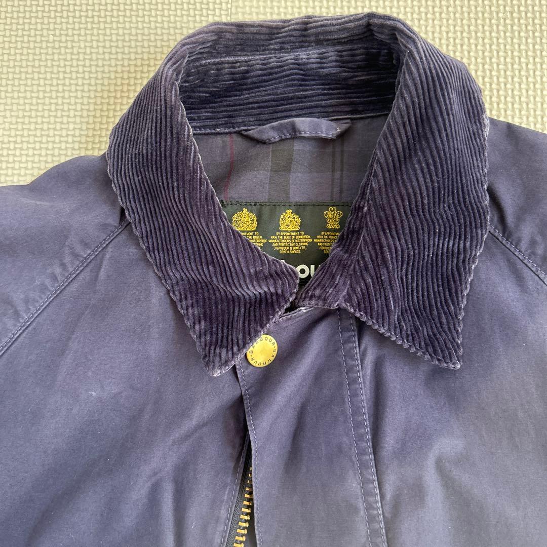 Barbour ネイビー コーデュロイ襟 ジップアップジャケット