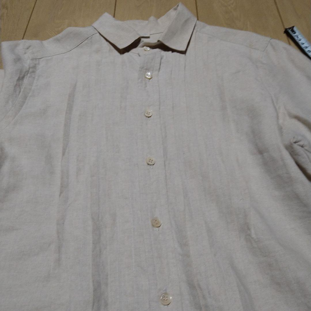 45r　ピンタックリネン長袖シャツ