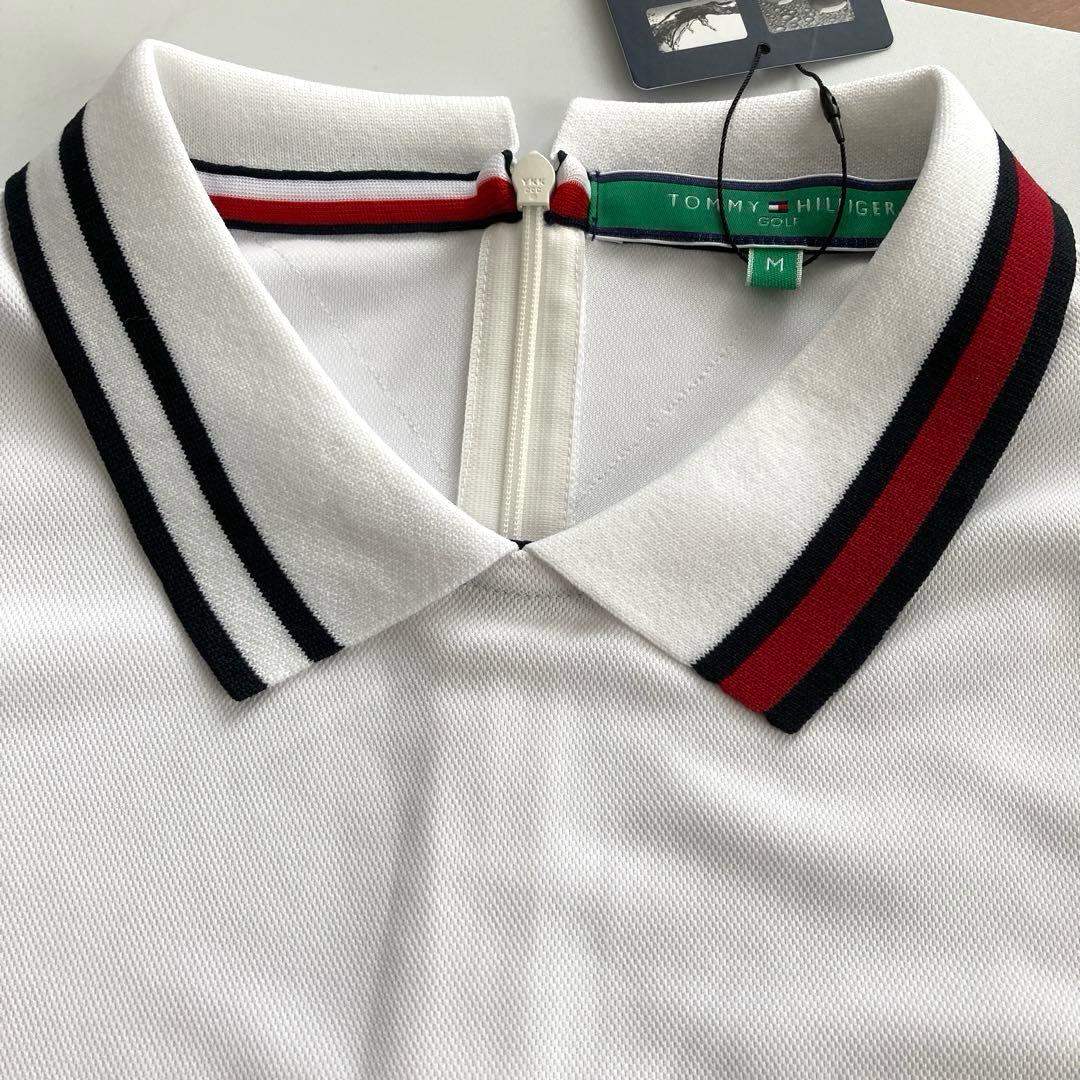【新品】 長袖ポロシャツ バックファスナーM ホワイト