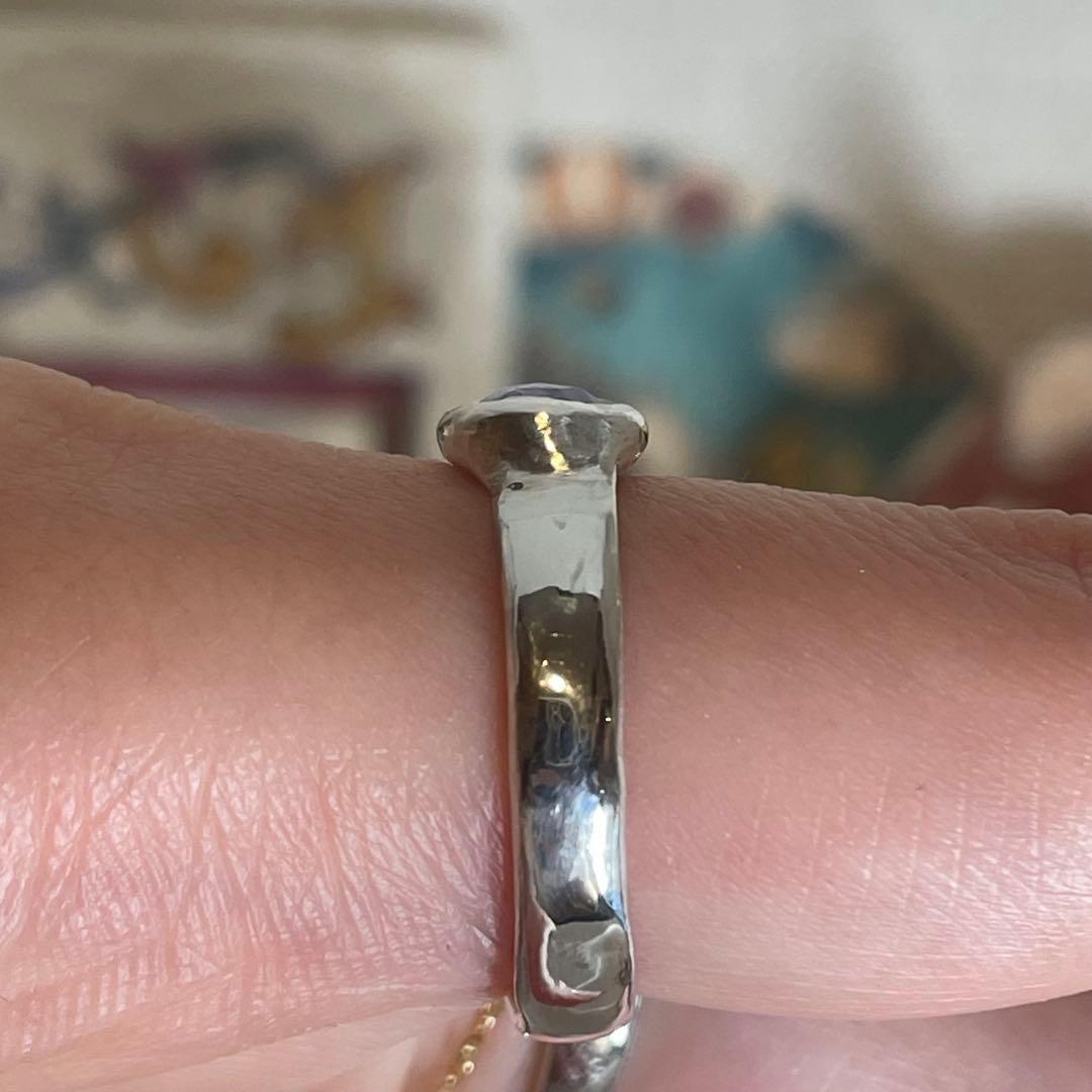 ハンドメイド　シルバー925 シルバーリング 虹入りタンザナイト　ダイヤモンド