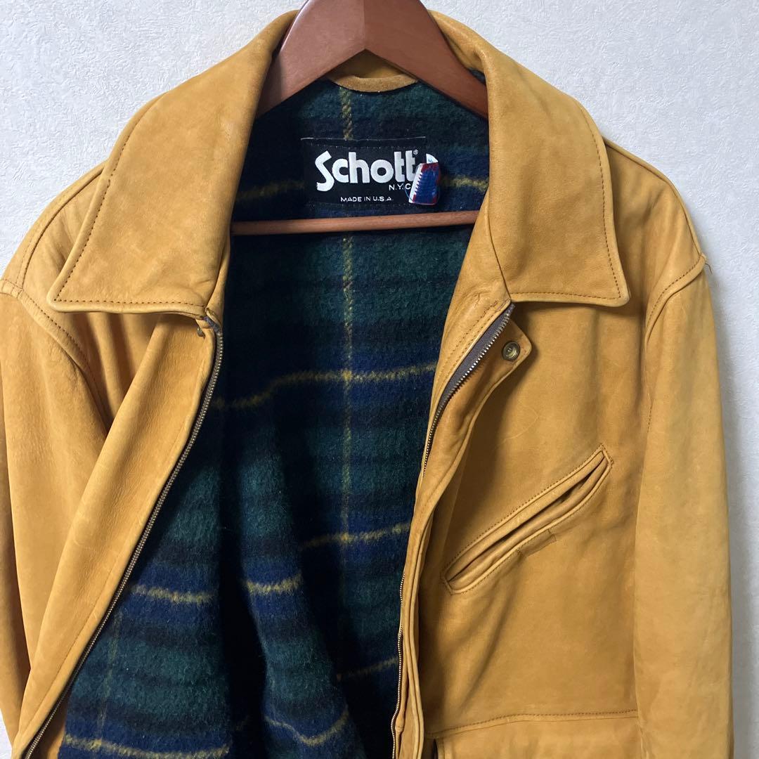 Schott イエローヌバックジャケット 42