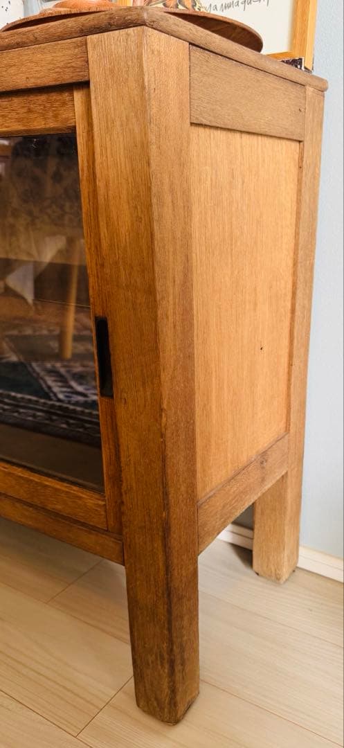 古家具 食器棚 ガラス扉 スライド 2段 収納 本箱 水屋箪笥 ショーケース