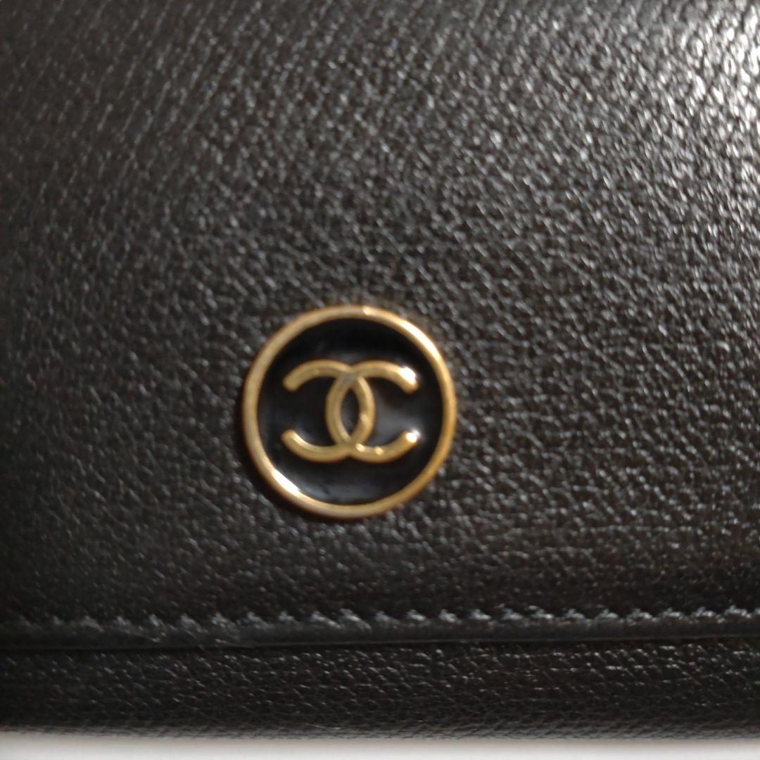 CHANEL ブラックレザー 二つ折りキーケース