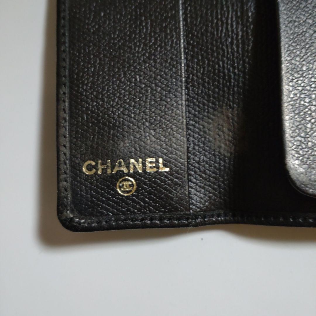 CHANEL ブラックレザー 二つ折りキーケース
