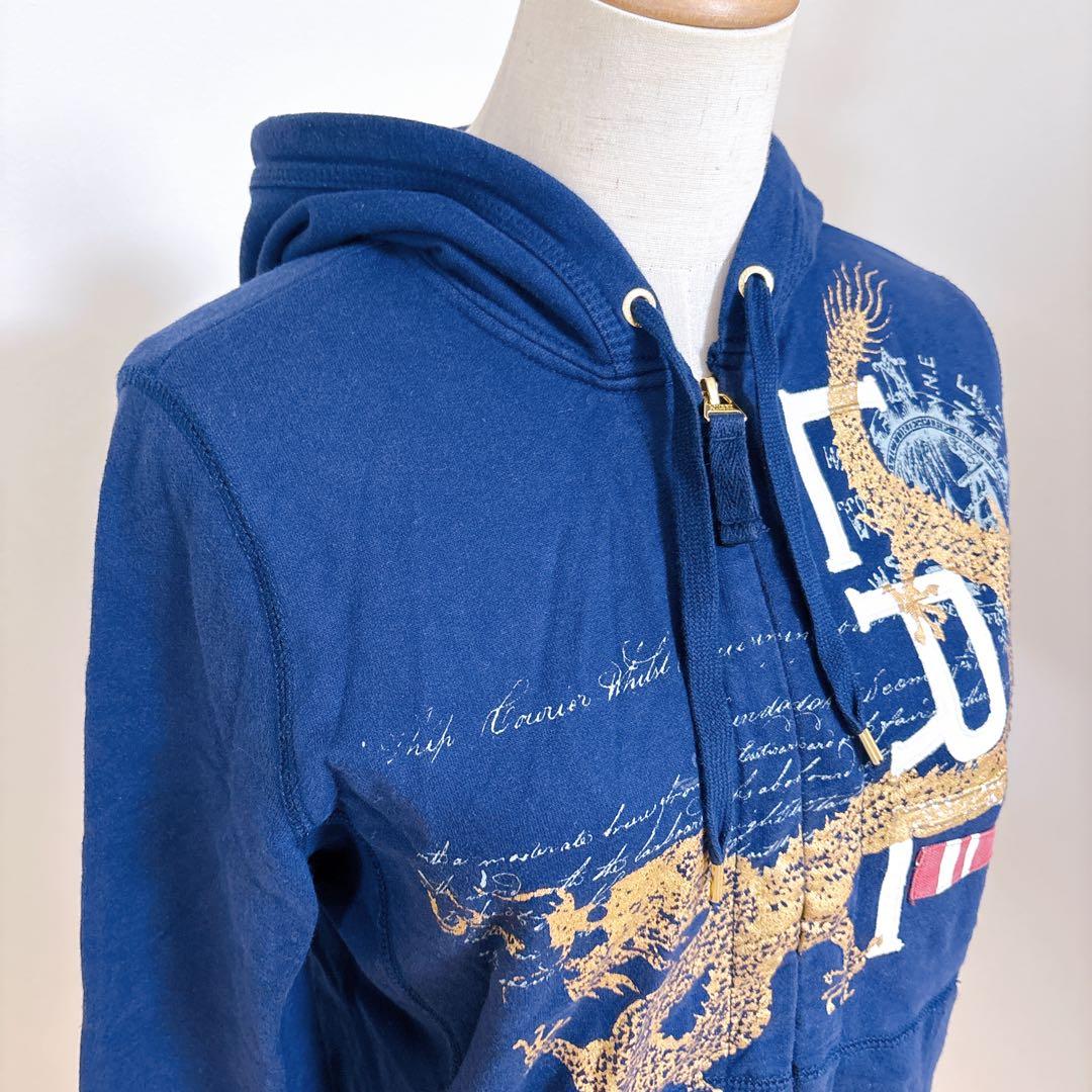 ラルフローレン Y2K ドラゴン刺繍 パーカー S ネイビー 古着 レア