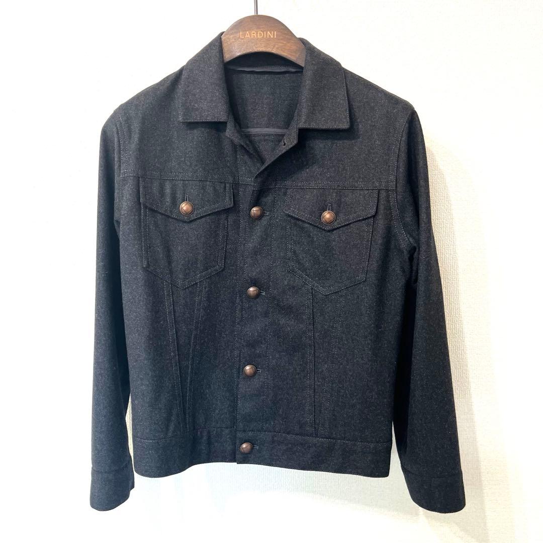 極美品 タリアトーレ STEVE ウールフランネルジャケット 46 ダークグレー