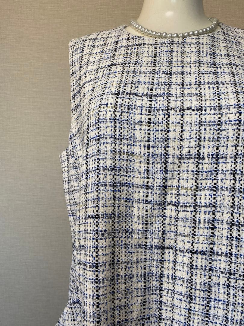 超美品 theory luxe セオリー ツイードノースリー ブワンピース