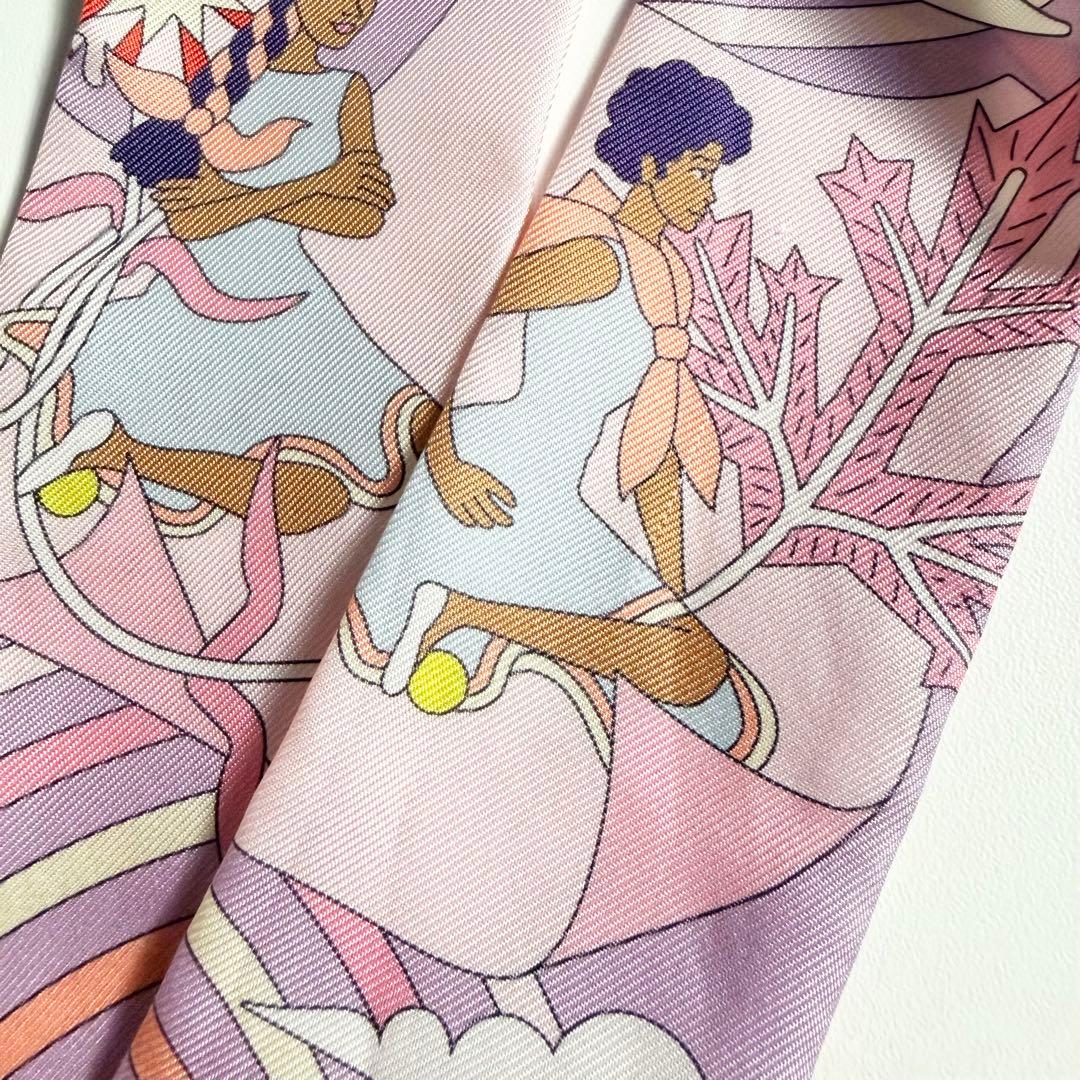 HERMÈS エルメス 空飛ぶカレ ツイリー twilly パープル ピンク
