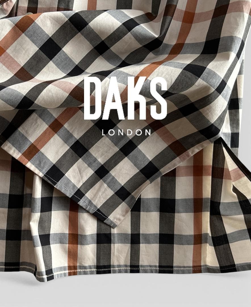 新品タグ付 DAKSダックス チェック柄ドロストAラインフレアシャツワンピースL