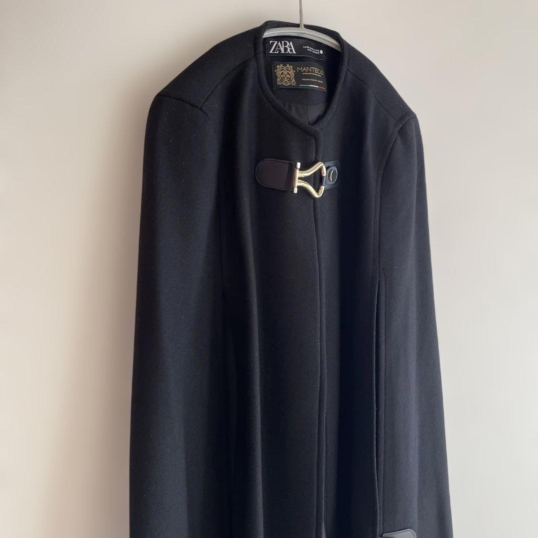 【即完売】ZARA&MANTECO｜ポンチョケープ｜ゴールド金具｜ラムウールXS