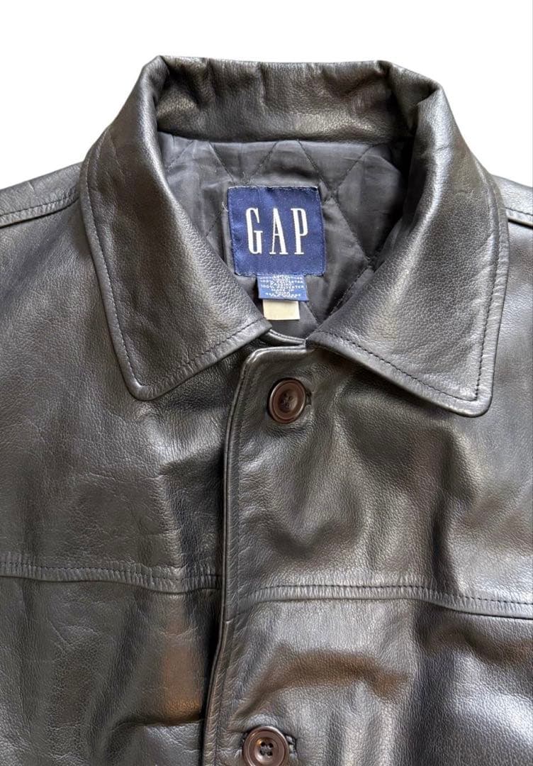 【希少・美品】90s OLD GAP レザー カーコート ブラック M