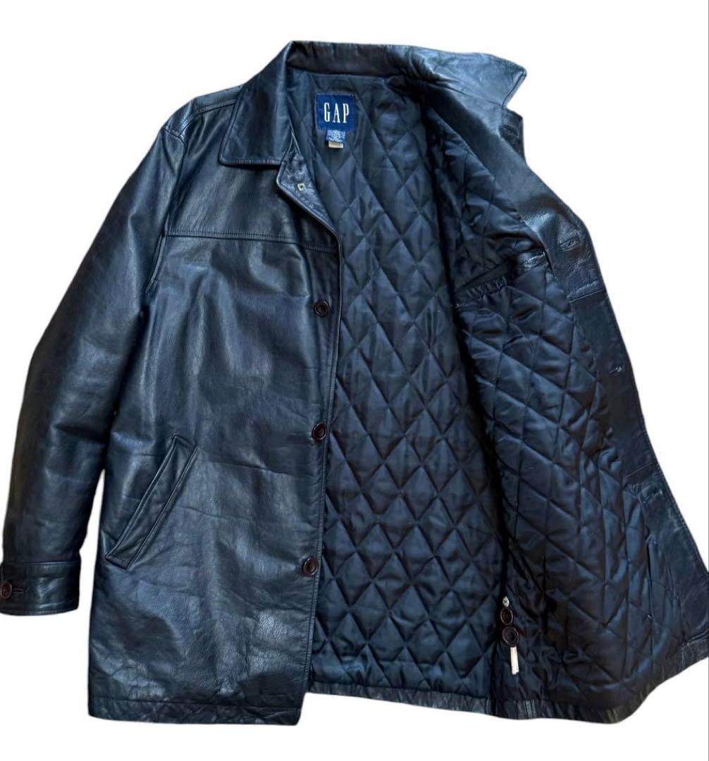 【希少・美品】90s OLD GAP レザー カーコート ブラック M