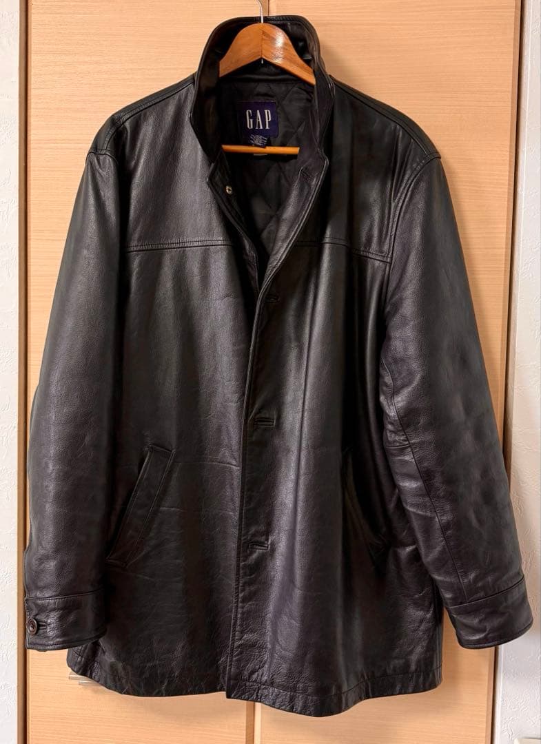 【希少・美品】90s OLD GAP レザー カーコート ブラック M
