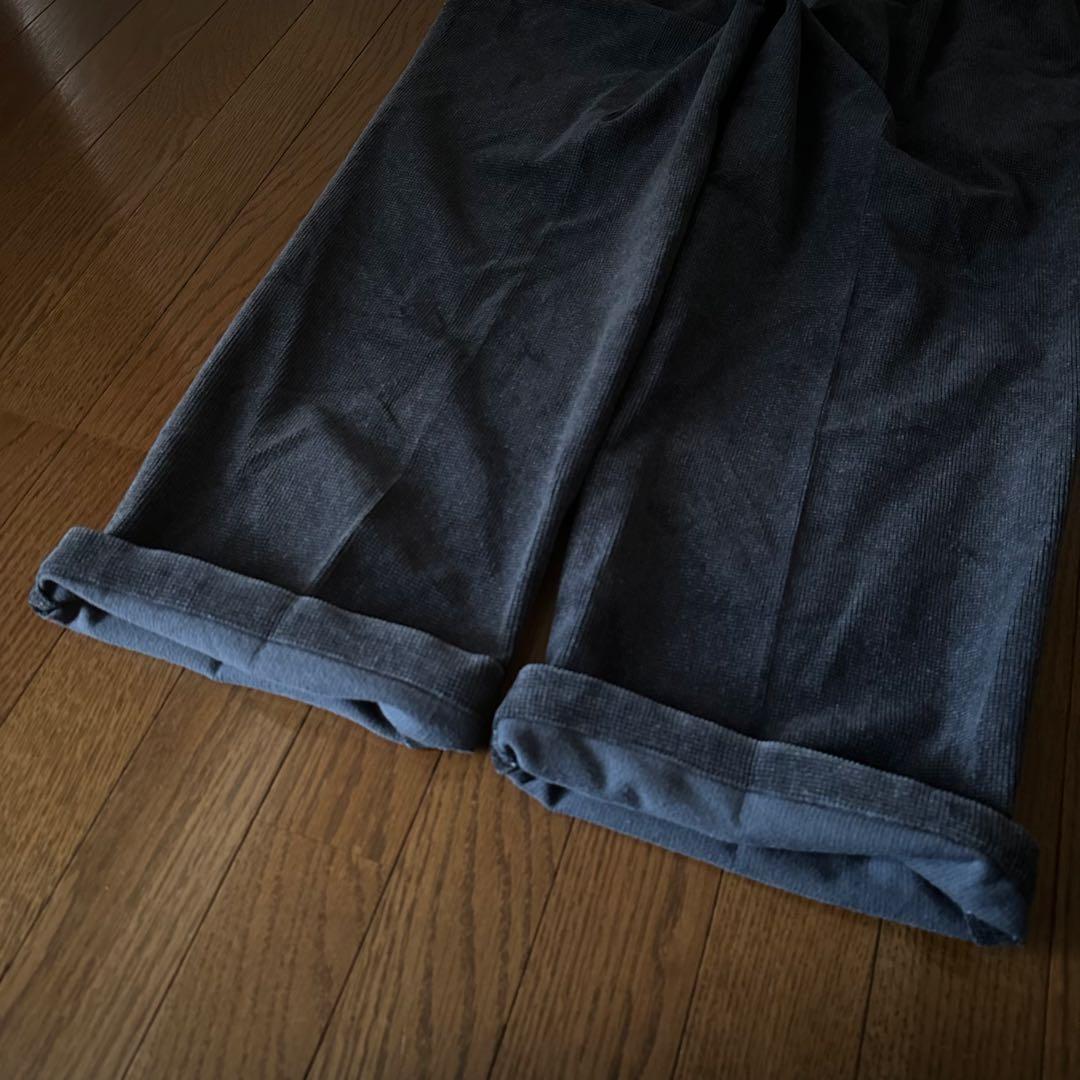00s EDWIN ツータック ワイド コーデュロイ パンツ フェード ネイビー