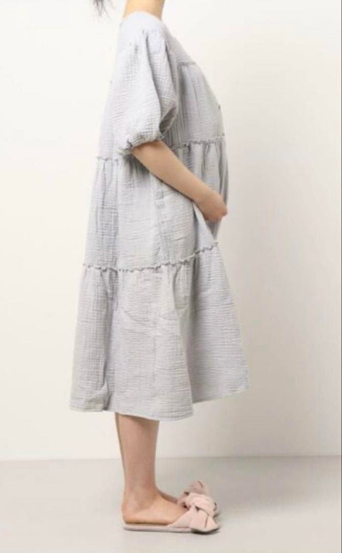美品☆【ジェラートピケ】マタニティ　ガーゼ地　ワンピース　ティアード　1サイズ