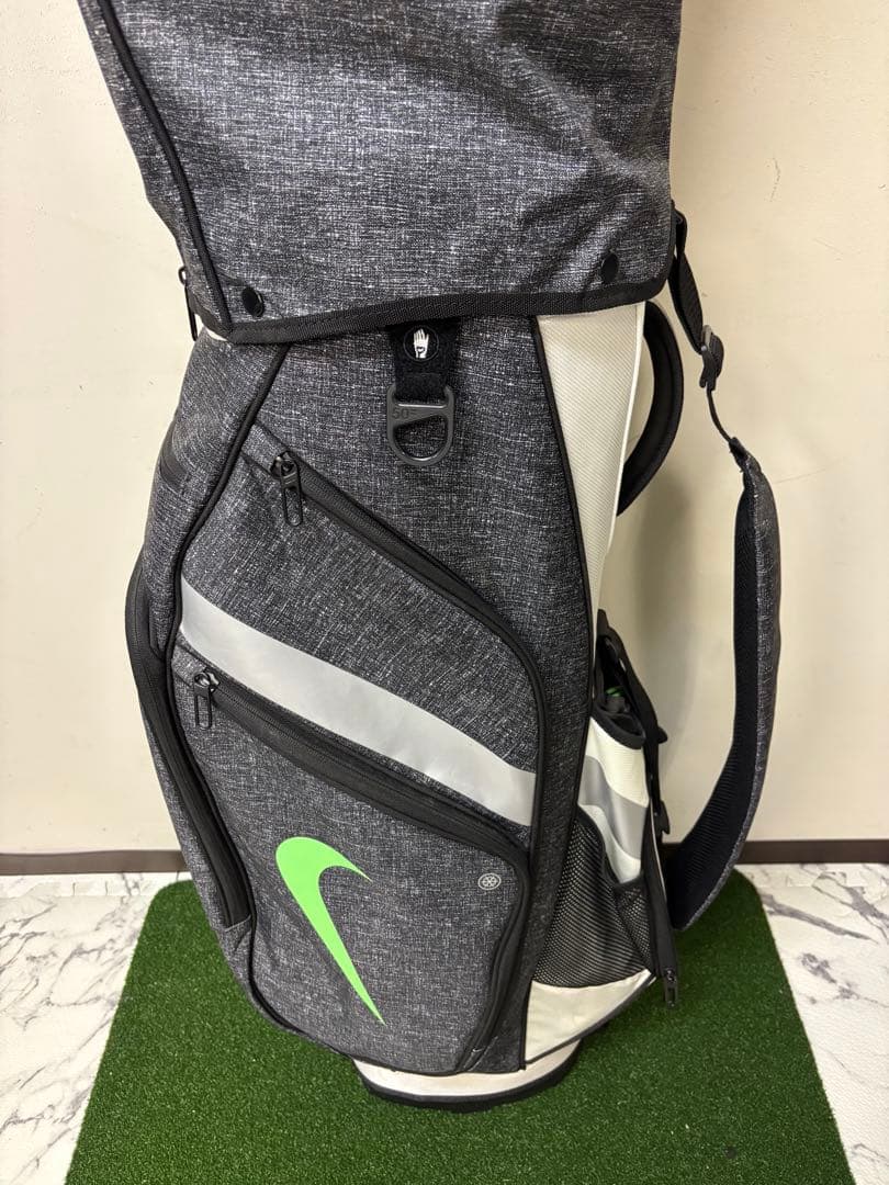 【美品】NIKE ゴルフ スタンド式キャディバッグ グレー×蛍光グリーン