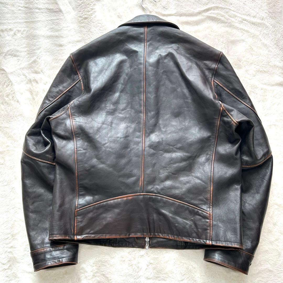 【美品】ÉDIFICE ラムレザー フレンチアンティーク ライダースジャケット