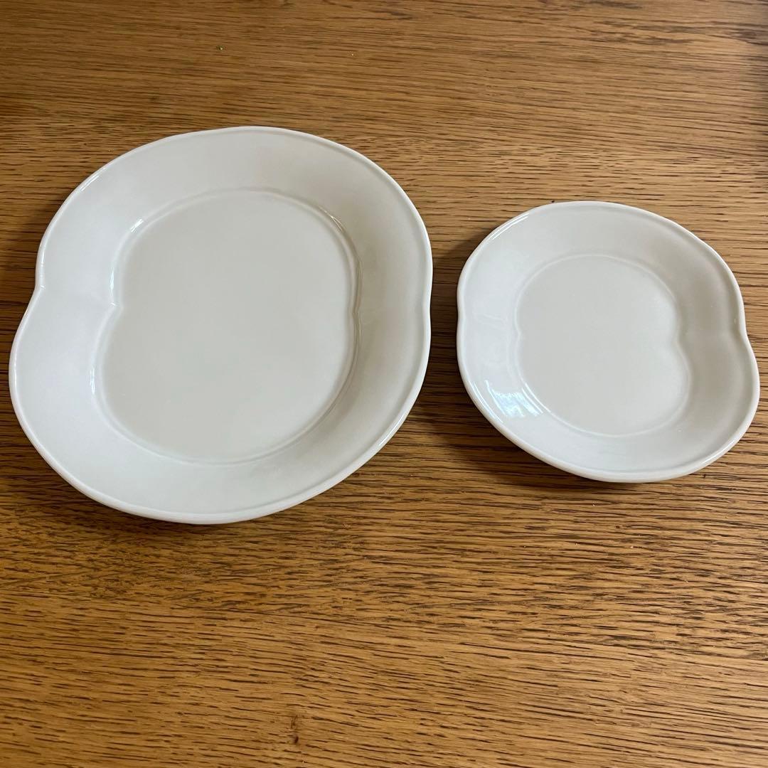 新道工房　白磁丸つなぎ皿 大小2点セット 美品