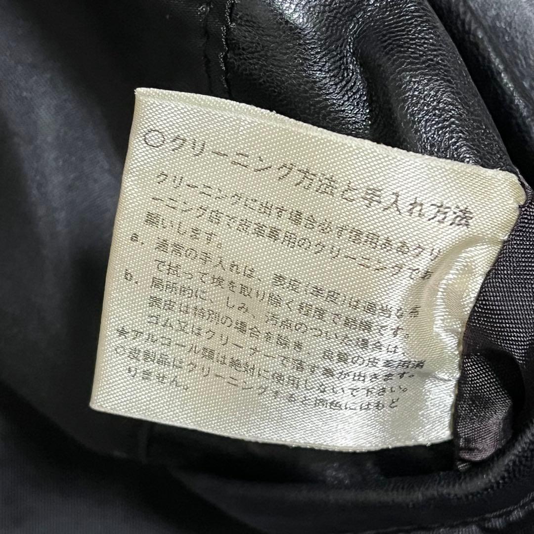 【美品】ロングラムレザートレンチコート 羊革　ベルト付き　大きいサイズ　黒　L
