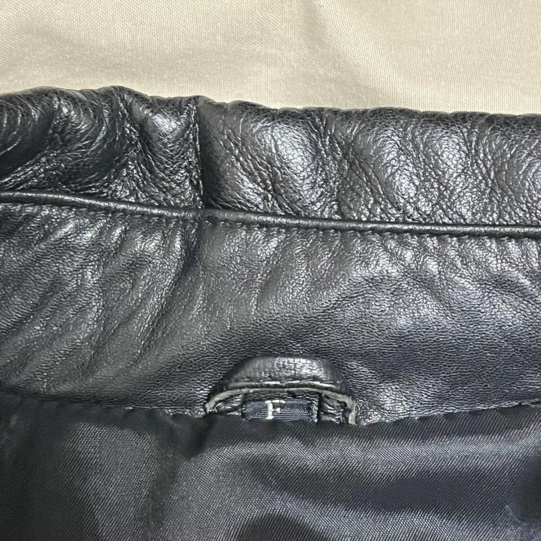 【美品】ロングラムレザートレンチコート 羊革　ベルト付き　大きいサイズ　黒　L