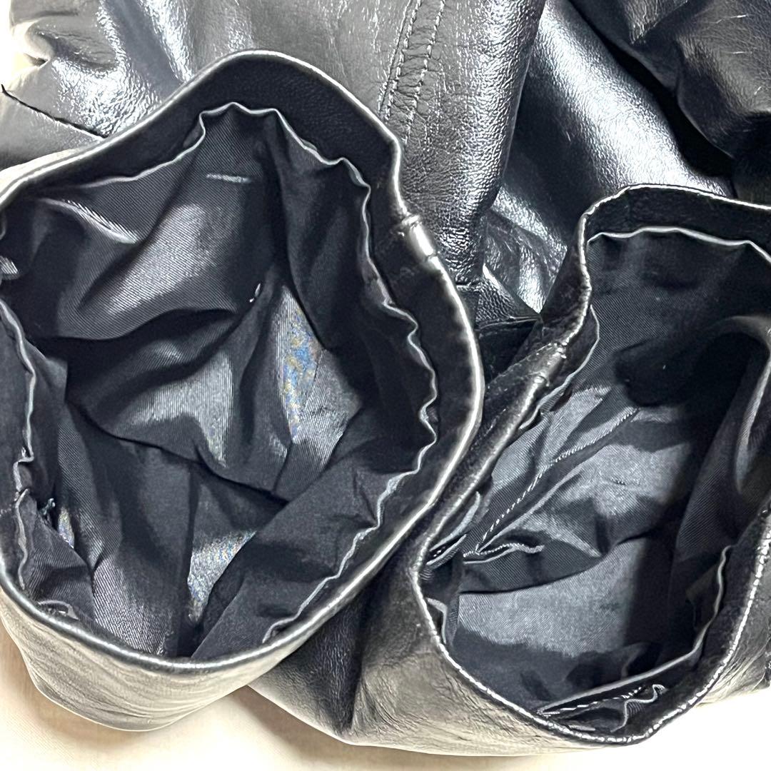 【美品】ロングラムレザートレンチコート 羊革　ベルト付き　大きいサイズ　黒　L