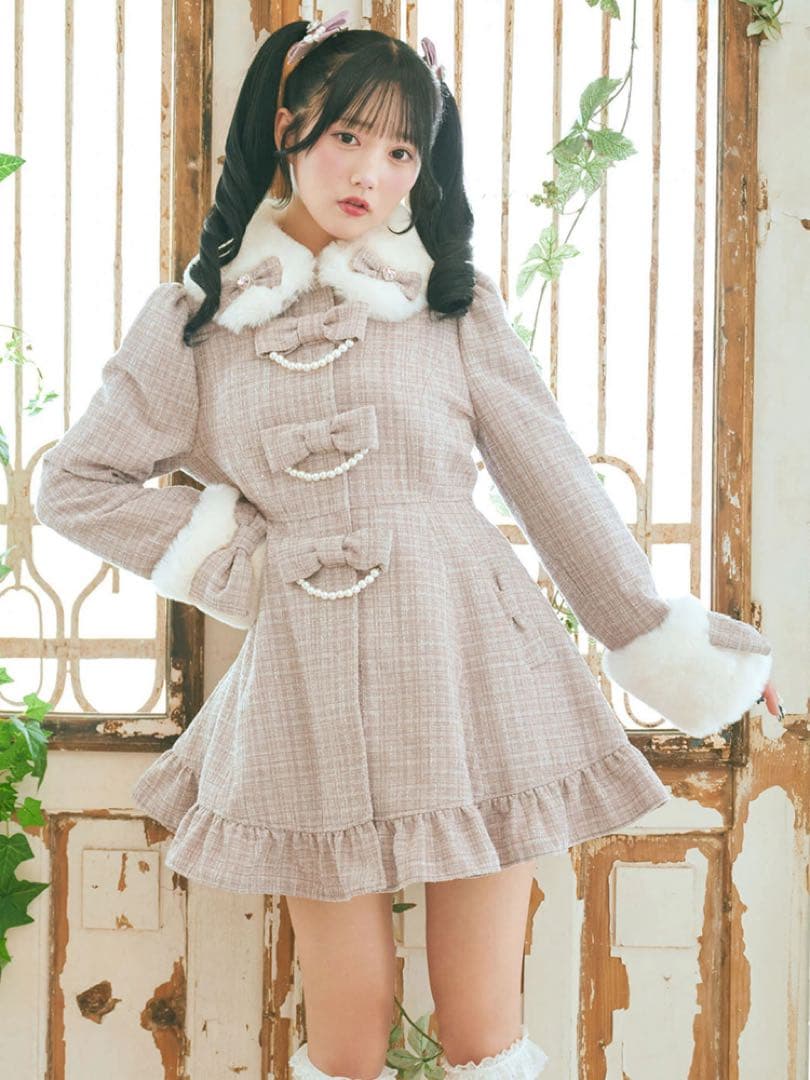 Ank Rouge プリンセスキラキラツイードドーリーコート ブルー