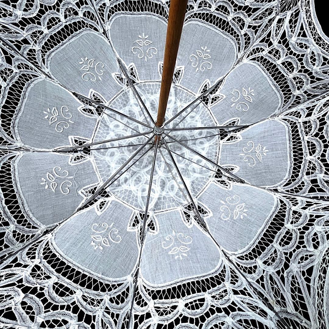 汕頭(スワトウ)刺繍　日傘(長傘) レトロ　手刺繍 レースパラソル　上品で豪華