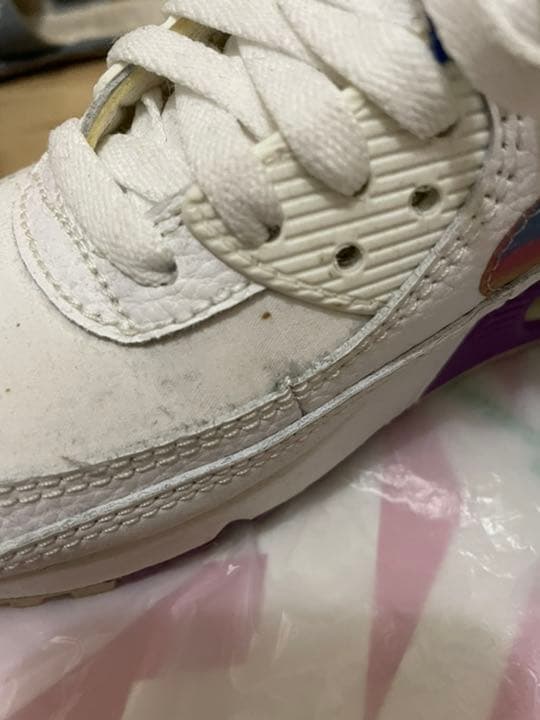 美品 ナイキ エアマックス90 SE ホワイト×パープル