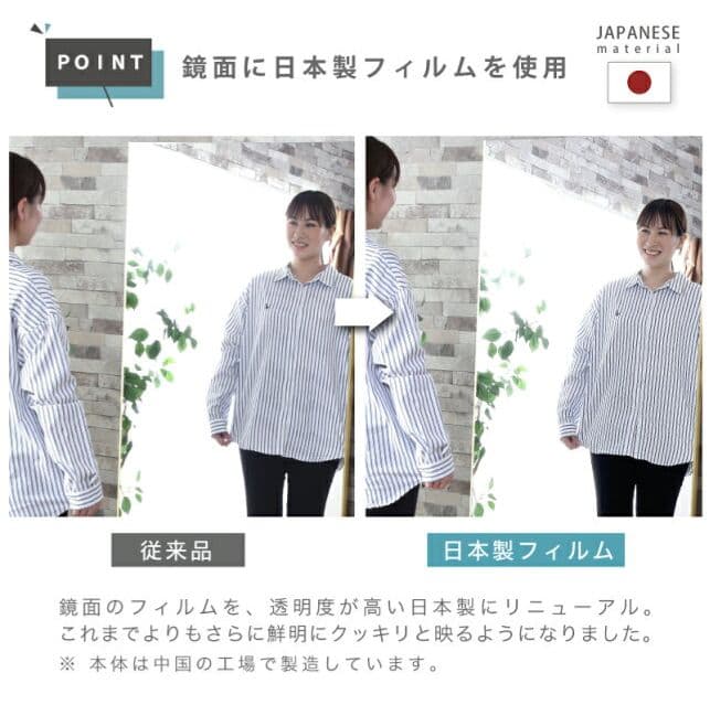 スタンドミラー 全身鏡 割れない 軽量 80×160 ダンス 姿見