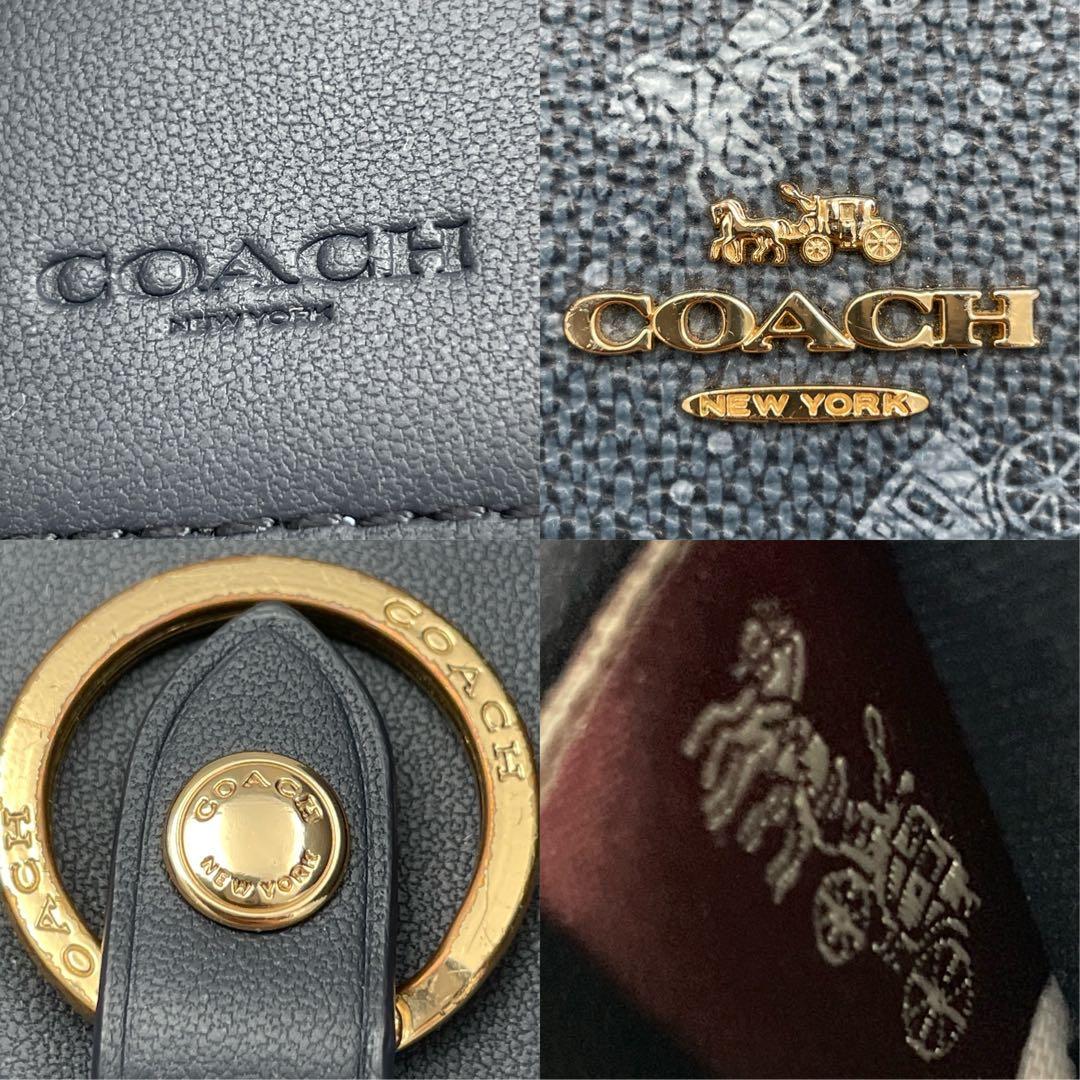 【極美品】COACH　コーチ　キーケース　6連　ネイビー　レザー