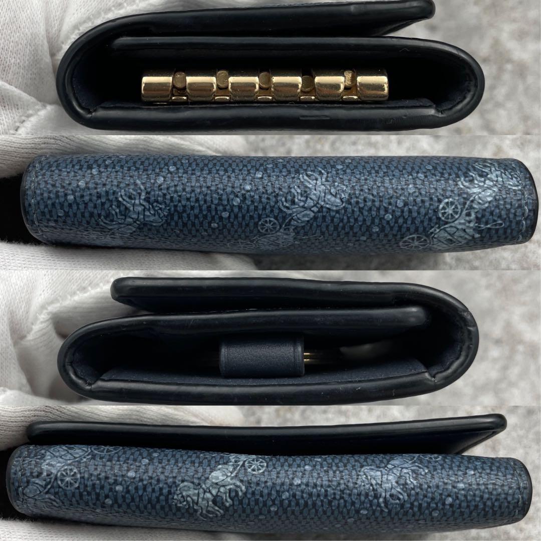 【極美品】COACH　コーチ　キーケース　6連　ネイビー　レザー