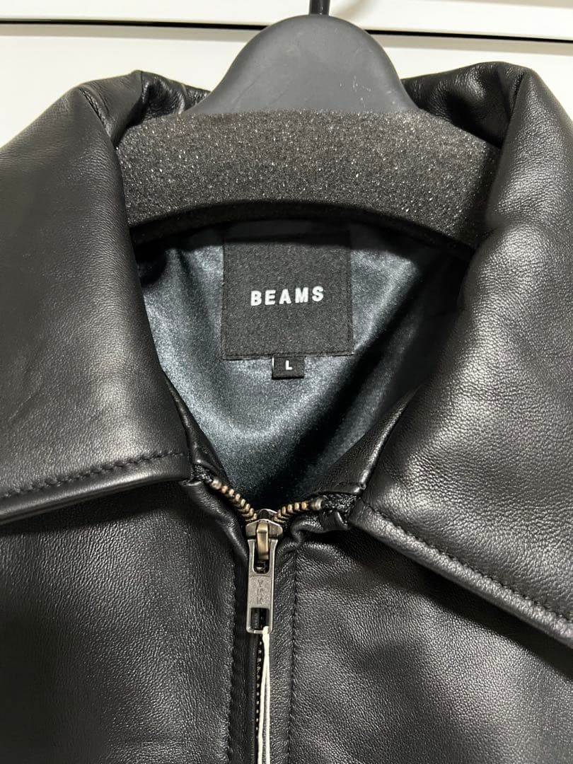 Lサイズ 新品未使用 BEAMS レザー ジップブルゾン【ワイドフィット】