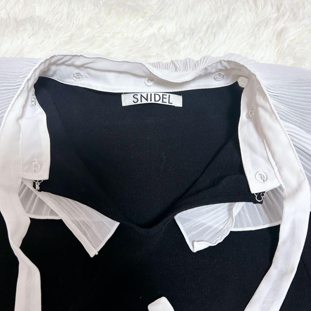 美品✨SNIDEL スナイデル プリーツカラーニットワンピース　ブラック