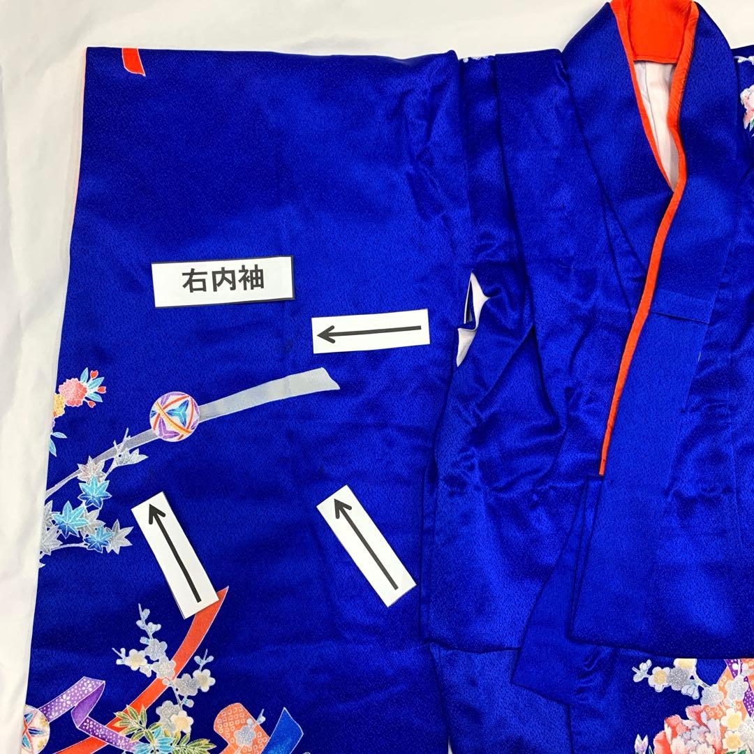 603agu1□七五三 三歳 女の子 着物＆被布 御所車に花□状態良好
