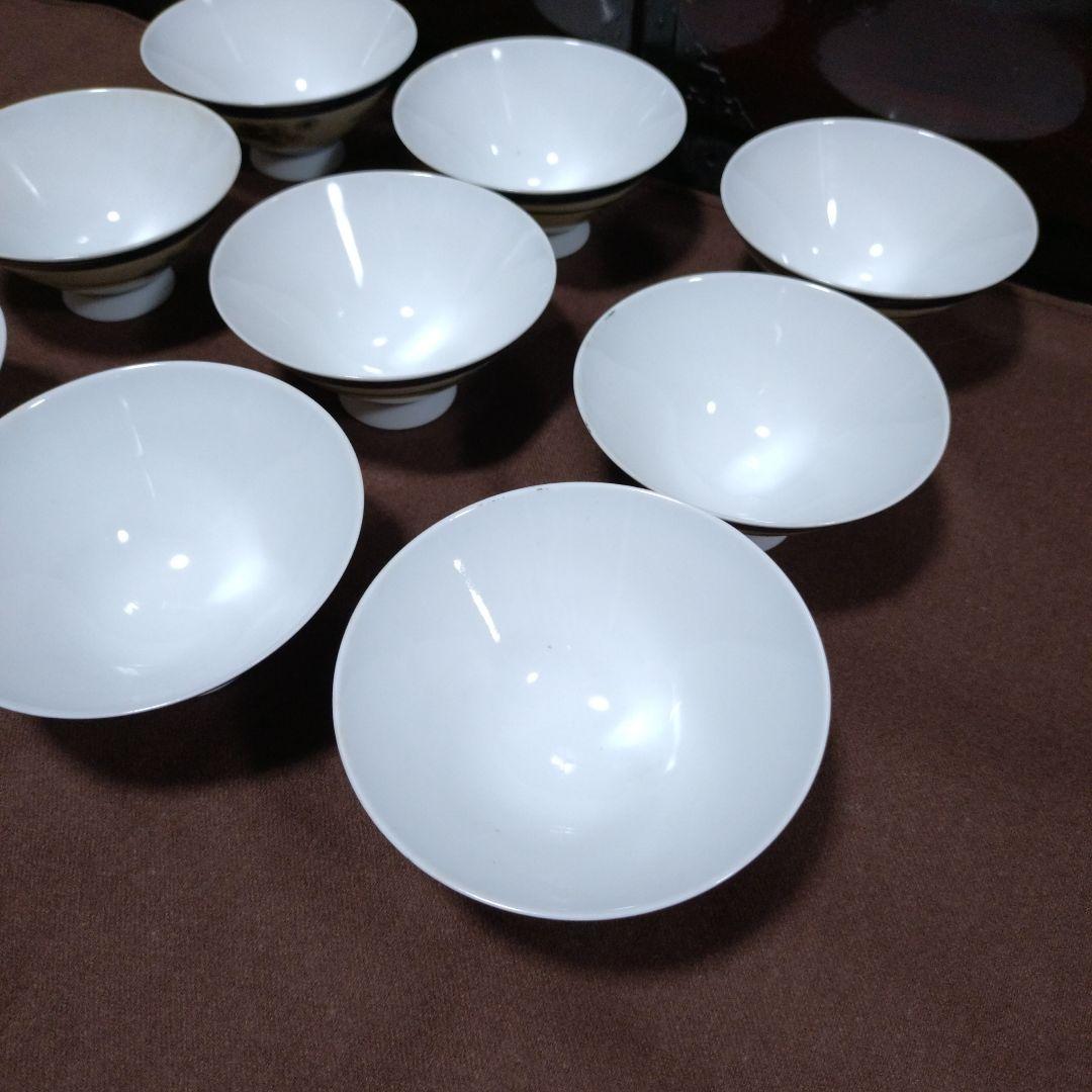 ヴィンテージ【有田焼】 ハートマーク 金襴唐松海青図 飯茶碗　9客
