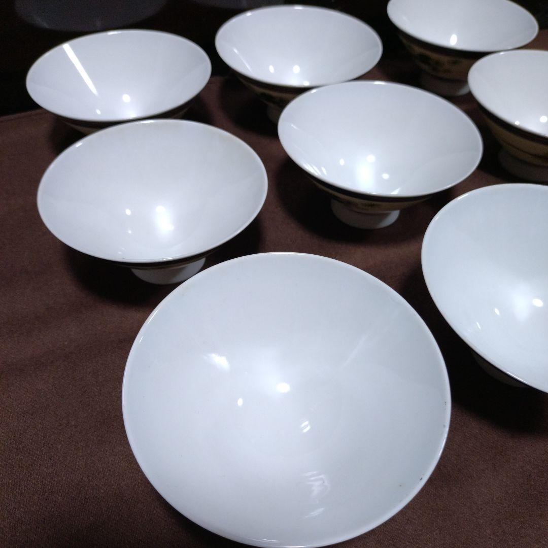 ヴィンテージ【有田焼】 ハートマーク 金襴唐松海青図 飯茶碗　9客