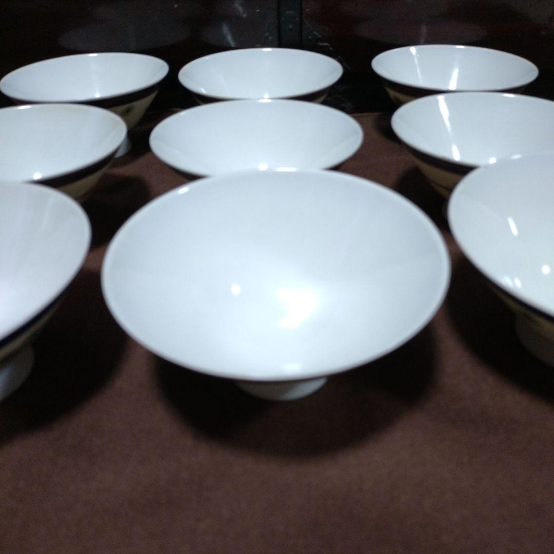 ヴィンテージ【有田焼】 ハートマーク 金襴唐松海青図 飯茶碗　9客