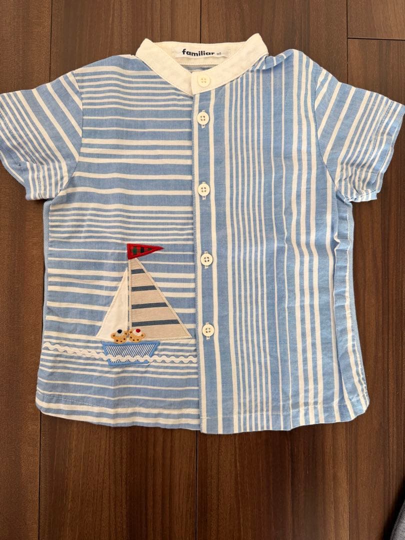 familiar 帆船刺繍 Tシャツとパンツセット