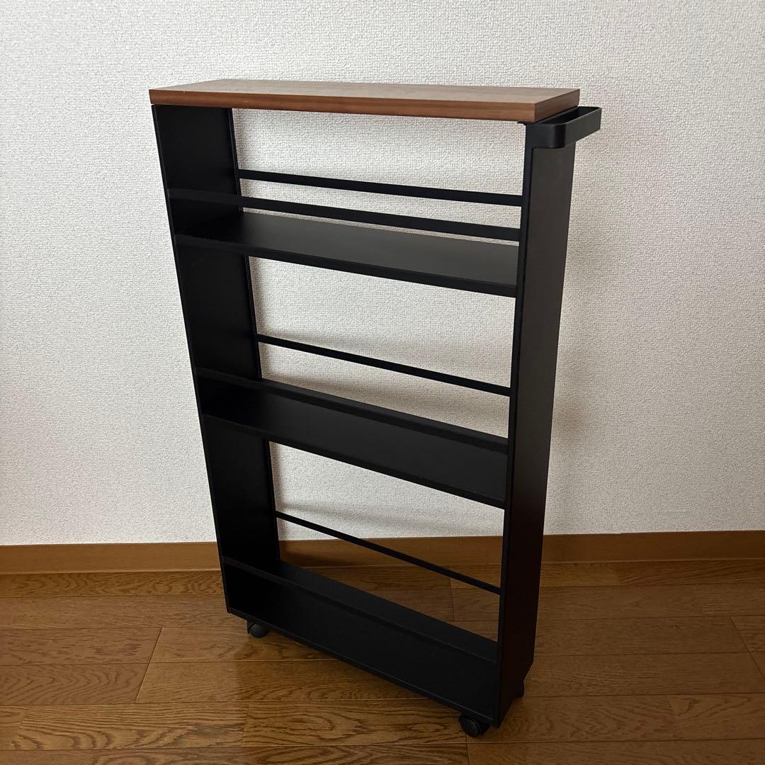 【美品】tower ハンドル付スリムワゴン　ブラック