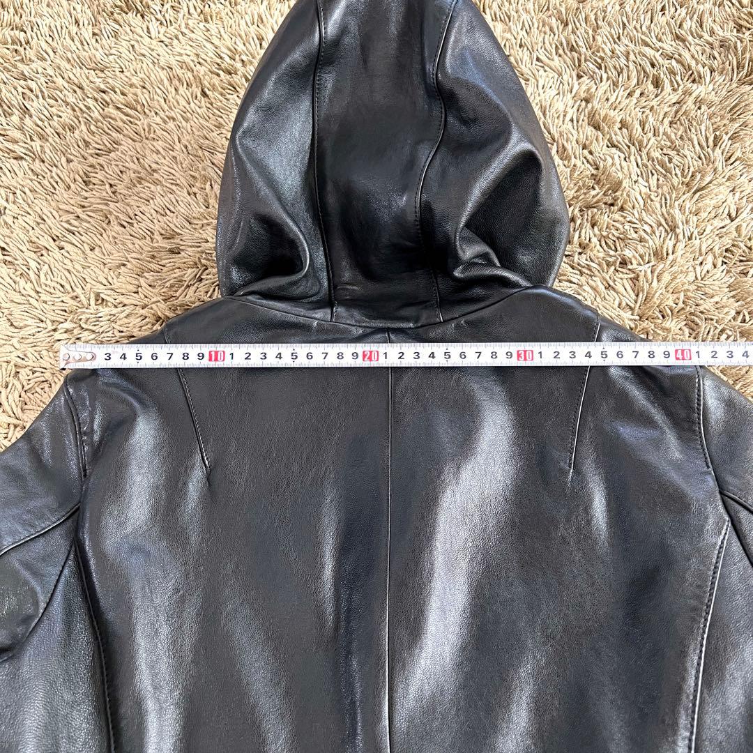 美品　BG ジップアップパーカー　レザージャケット　レザー　ラム　羊　黒　M