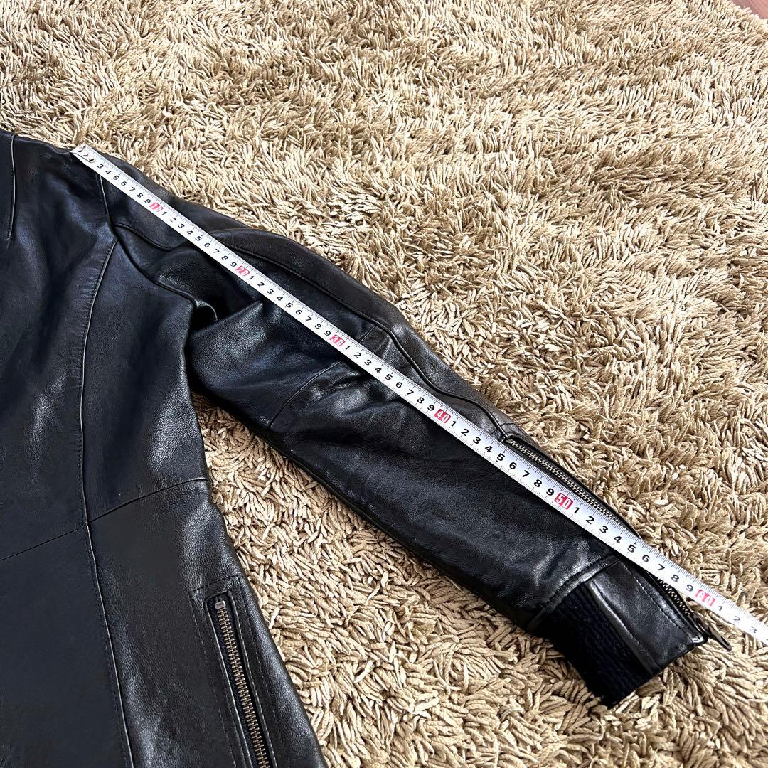 美品　BG ジップアップパーカー　レザージャケット　レザー　ラム　羊　黒　M