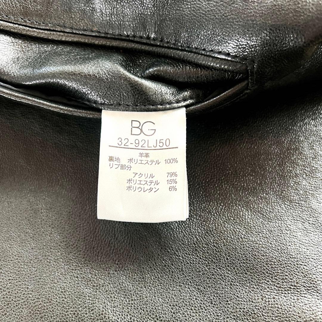 美品　BG ジップアップパーカー　レザージャケット　レザー　ラム　羊　黒　M