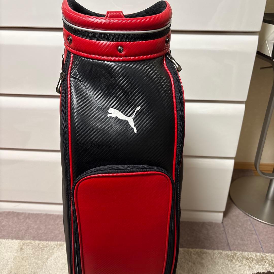 【極美品】PUMA ゴルフ キャディバッグ カーボン調 レッド×ブラック